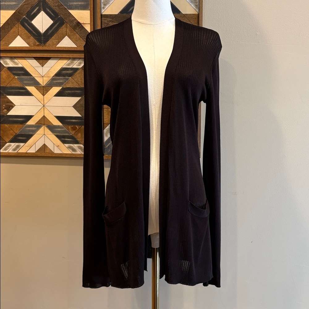 Ralph Lauren Collection Vintage Ribbed Semi-Sheer Cardigan Sweater size Small - Picture 2 of 12